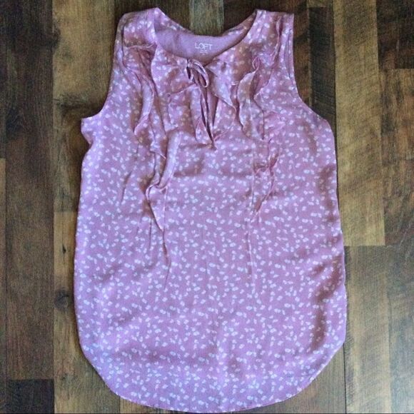 Loft Outlet Top Sleeveless Ruffles Blouse Pink XS - Picture 1 of 3